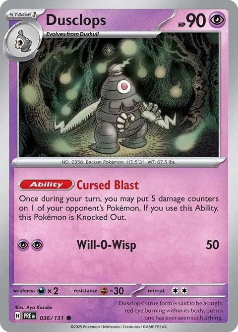 Dusclops #036/131 Pokémon card from Prismatic Evolutions