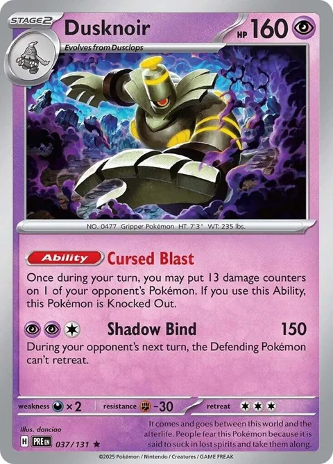 Dusknoir #037/131 Holofoil Pokémon card from Prismatic Evolutions