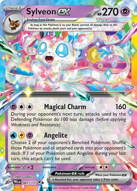 Sylveon ex #041/131 Holofoil Pokémon card from Prismatic Evolutions