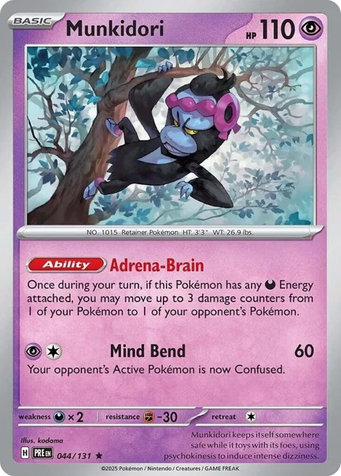 Munkidori #044/131 Reverse Holofoil Pokémon card from Prismatic Evolutions
