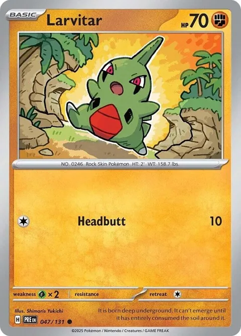 Larvitar #047/131 Pokémon card from Prismatic Evolutions