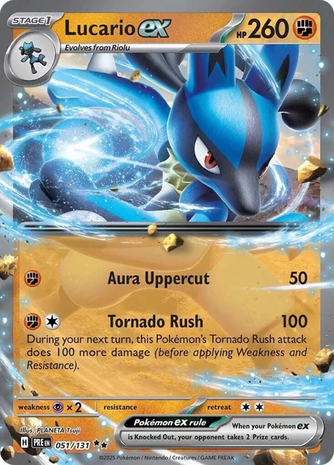 Lucario ex #051/131 Holofoil Pokémon card from Prismatic Evolutions