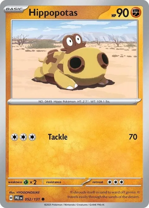 Hippopotas #052/131 Reverse Holofoil Pokémon card from Prismatic Evolutions