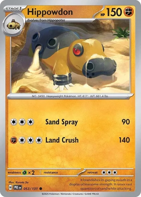 Hippowdon #053/131 Reverse Holofoil Pokémon card from Prismatic Evolutions