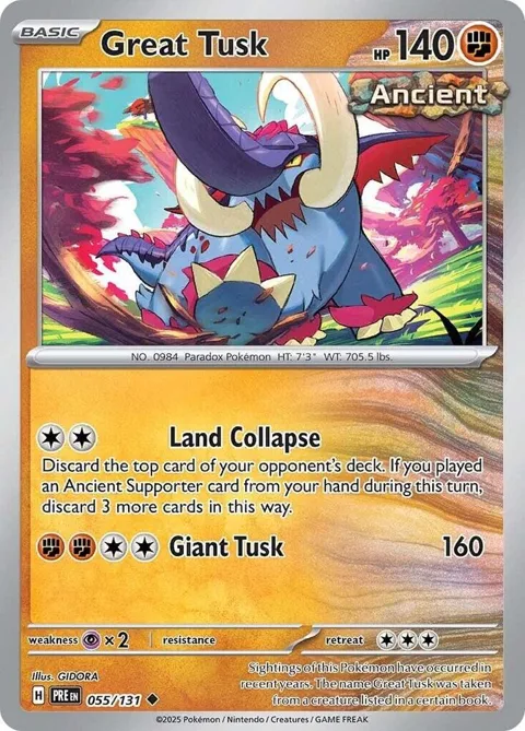 Great Tusk #055/131 Pokémon card from Prismatic Evolutions