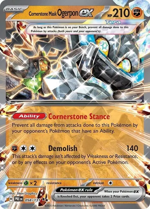 Cornerstone Mask Ogerpon ex #058/131 Holofoil Pokémon card from Prismatic Evolutions