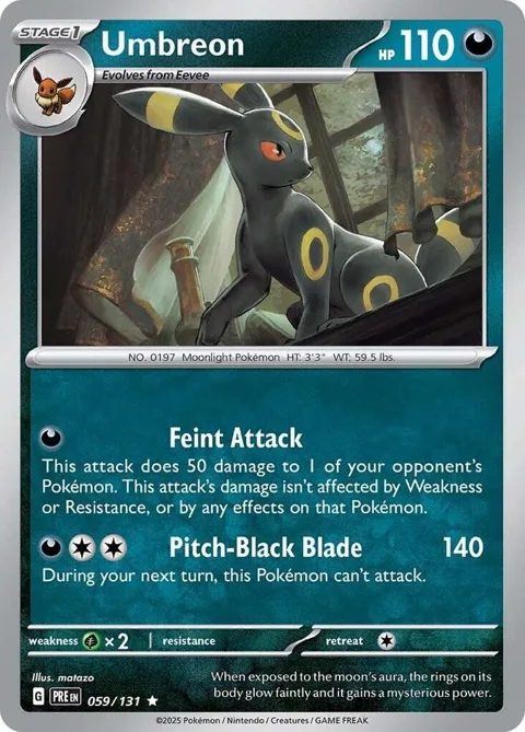 Umbreon #059/131 Holofoil Pokémon card from Prismatic Evolutions