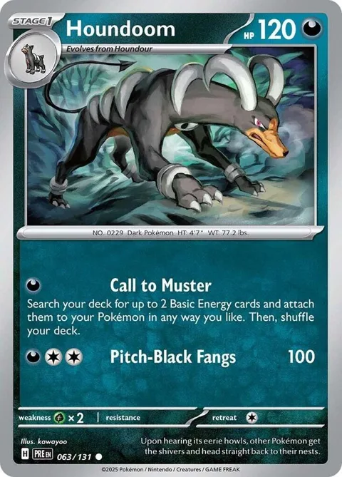 Houndoom #063/131 Reverse Holofoil Pokémon card from Prismatic Evolutions