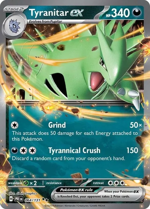 Tyranitar ex #064/131 Holofoil Pokémon card from Prismatic Evolutions