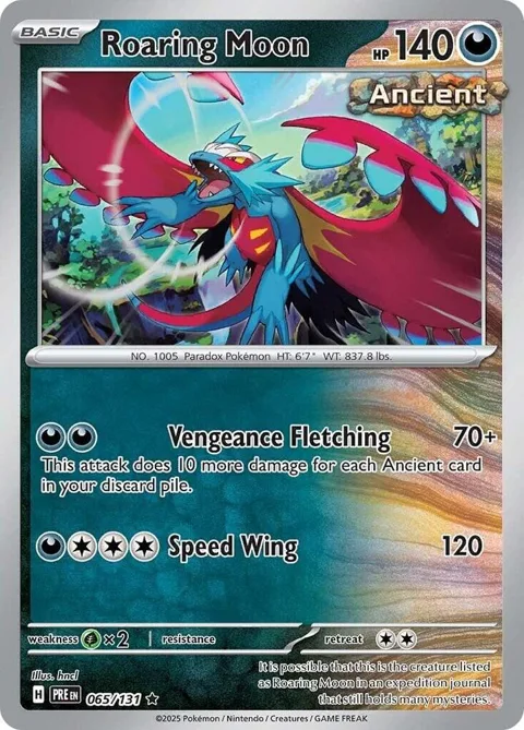 Roaring Moon #065/131 Holofoil Pokémon card from Prismatic Evolutions