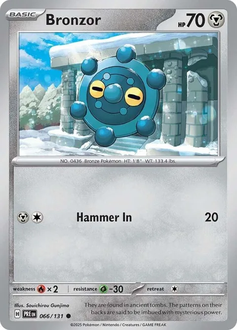 Bronzor #066/131 Pokémon card from Prismatic Evolutions