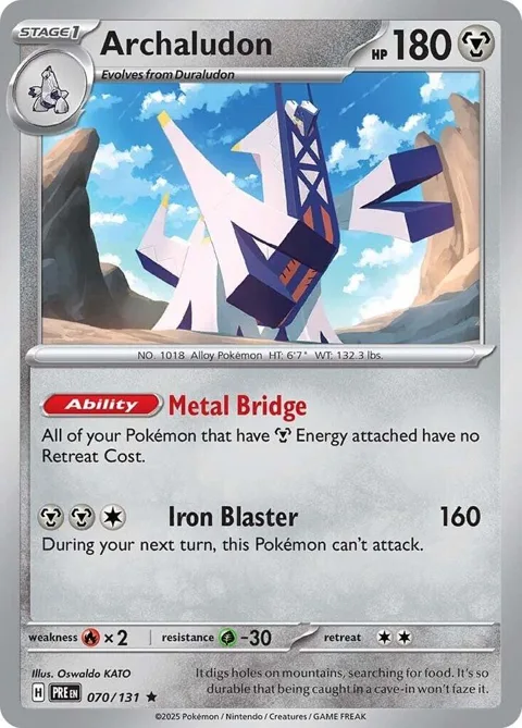 Archaludon #070/131 Reverse Holofoil Pokémon card from Prismatic Evolutions