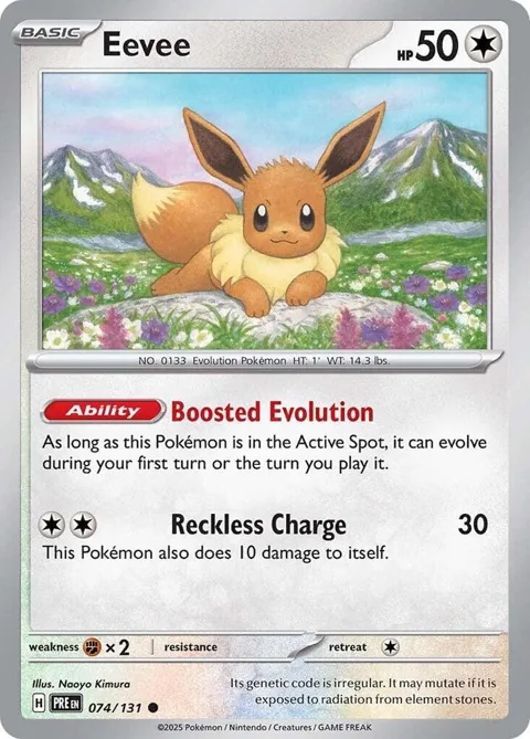 Eevee #074/131 Reverse Holofoil Pokémon card from Prismatic Evolutions
