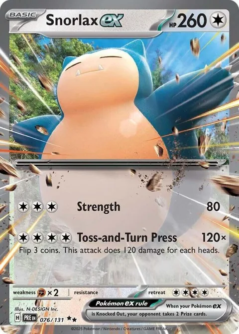 Snorlax ex #076/131 Holofoil Pokémon card from Prismatic Evolutions