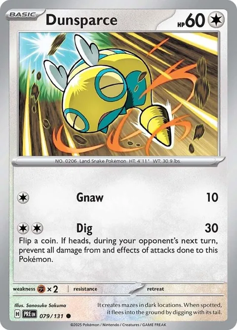 Dunsparce #079/131 Pokémon card from Prismatic Evolutions