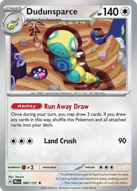 Dudunsparce #080/131 Holofoil Pokémon card from Prismatic Evolutions