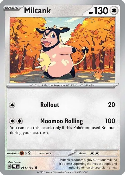 Miltank #081/131 Reverse Holofoil Pokémon card from Prismatic Evolutions