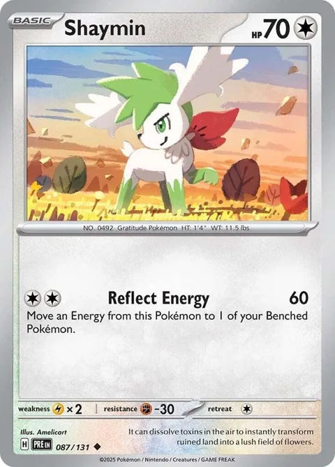 Shaymin #087/131 Pokémon card from Prismatic Evolutions