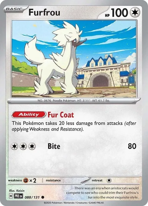Furfrou #088/131 Reverse Holofoil Pokémon card from Prismatic Evolutions