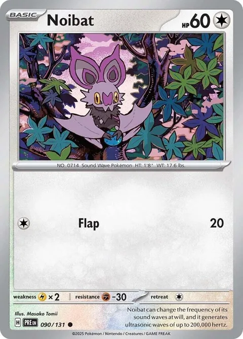 Noibat #090/131 Reverse Holofoil Pokémon card from Prismatic Evolutions