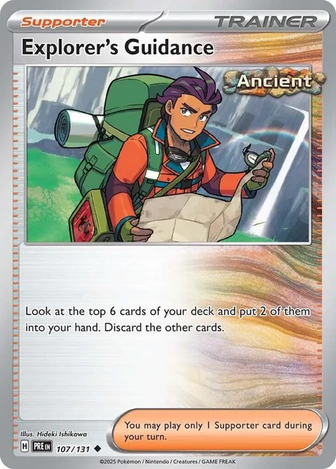Explorer's Guidance #107/131 Reverse Holofoil Pokémon card from Prismatic Evolutions