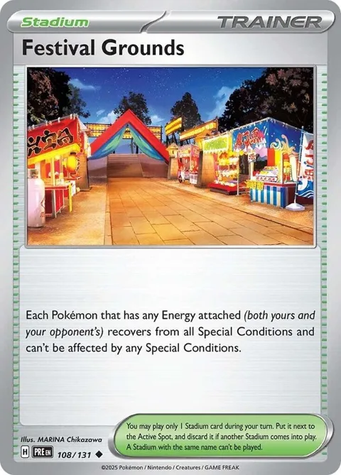 Festival Grounds #108/131 Reverse Holofoil Pokémon card from Prismatic Evolutions