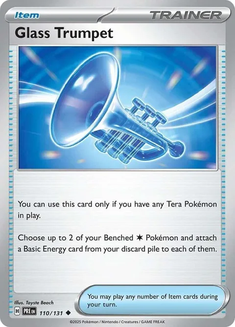 Glass Trumpet #110/131 Reverse Holofoil Pokémon card from Prismatic Evolutions