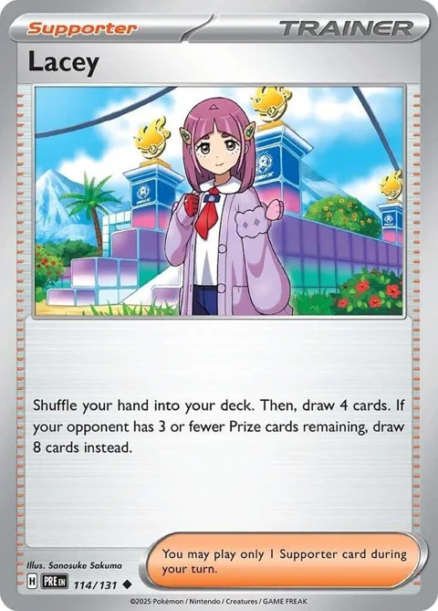 Lacey #114/131 Reverse Holofoil Pokémon card from Prismatic Evolutions