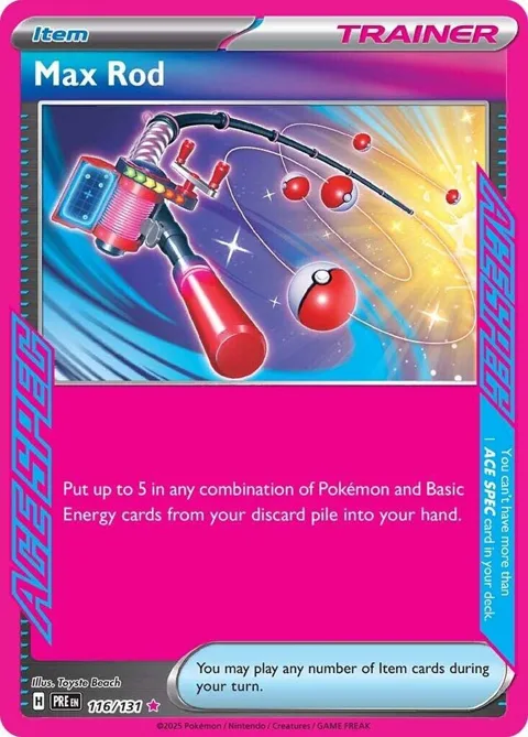 Max Rod #116/131 Holofoil Pokémon card from Prismatic Evolutions