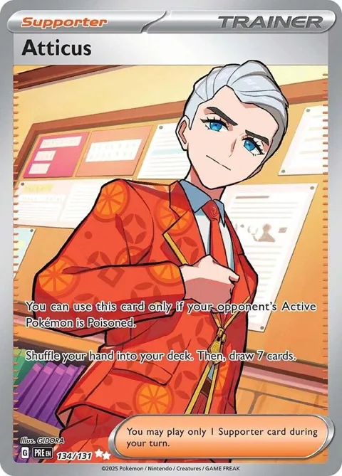 Atticus #134/131 Holofoil Pokémon card from Prismatic Evolutions