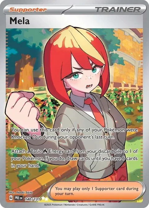 Mela #140/131 Holofoil Pokémon card from Prismatic Evolutions