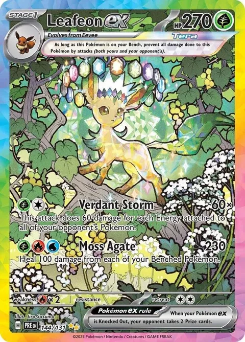 Leafeon ex #144/131 Holofoil Pokémon card from Prismatic Evolutions