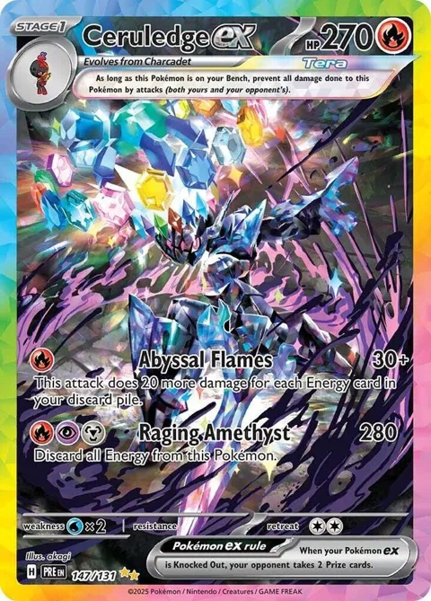 Ceruledge ex #147/131 Holofoil Pokémon card from Prismatic Evolutions