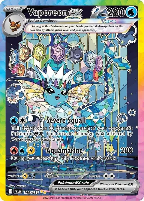 Vaporeon ex #149/131 Holofoil Pokémon card from Prismatic Evolutions