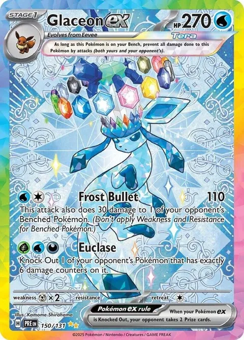 Glaceon ex #150/131 Holofoil Pokémon card from Prismatic Evolutions