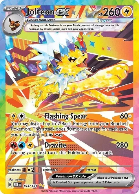 Jolteon ex #153/131 Holofoil Pokémon card from Prismatic Evolutions