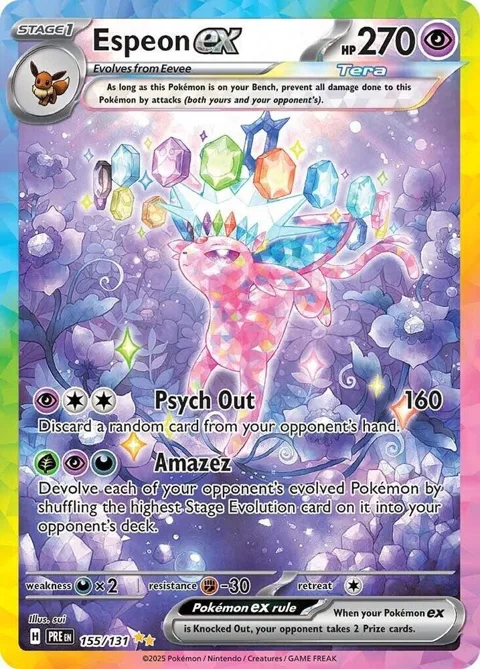 Espeon ex #155/131 Holofoil Pokémon card from Prismatic Evolutions