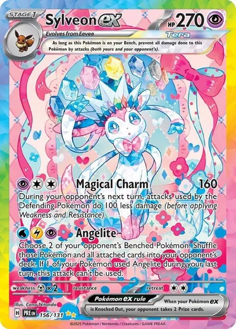 Sylveon ex #156/131 Holofoil Pokémon card from Prismatic Evolutions