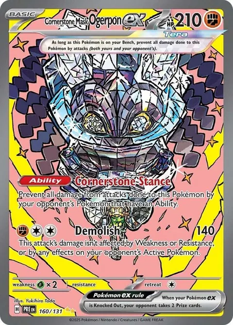 Cornerstone Mask Ogerpon ex #160/131 Holofoil Pokémon card from Prismatic Evolutions