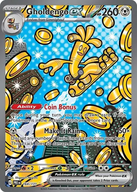 Gholdengo ex #164/131 Holofoil Pokémon card from Prismatic Evolutions