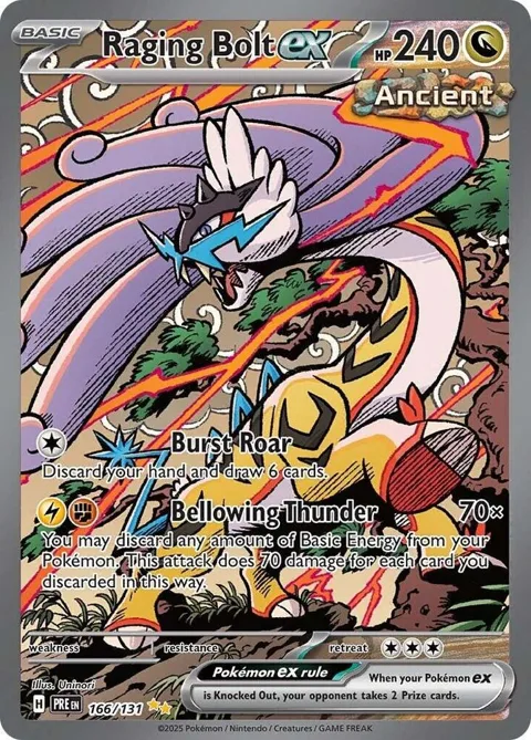 Raging Bolt ex #166/131 Holofoil Pokémon card from Prismatic Evolutions