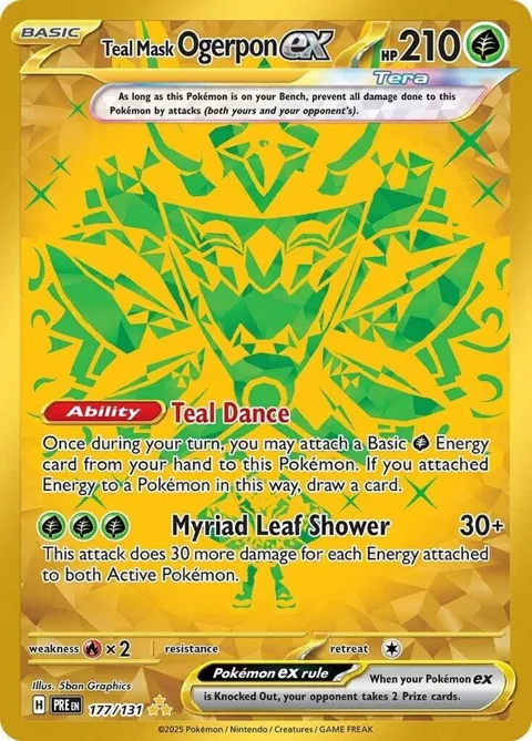 Teal Mask Ogerpon ex #177/131 Holofoil Pokémon card from Prismatic Evolutions