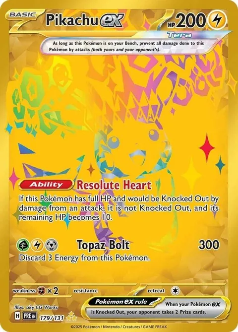 Pikachu ex #179/131 Holofoil Pokémon card from Prismatic Evolutions
