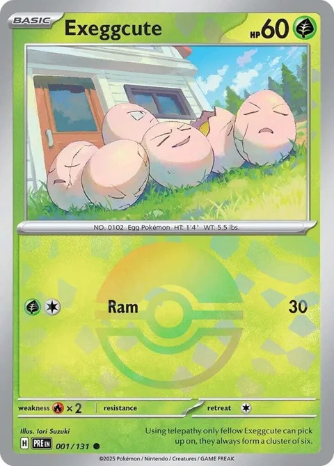 Exeggcute Poke Ball Pattern #001/131 Holofoil Pokémon card from Prismatic Evolutions
