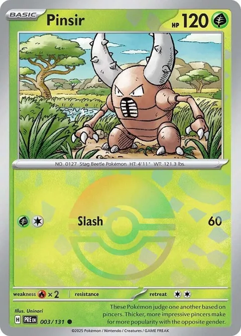 Pinsir Poke Ball Pattern #003/131 Holofoil Pokémon card from Prismatic Evolutions