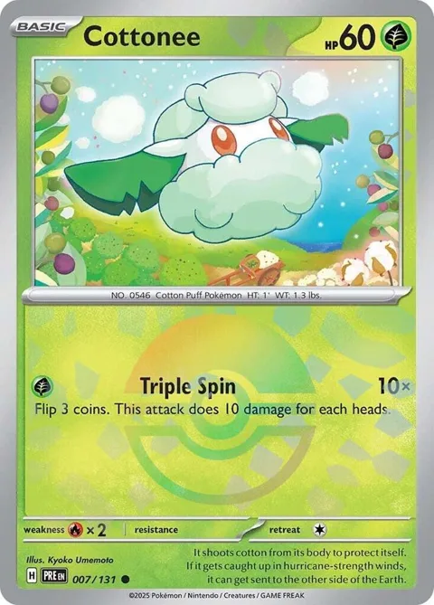 Cottonee Poke Ball Pattern #007/131 Holofoil Pokémon card from Prismatic Evolutions