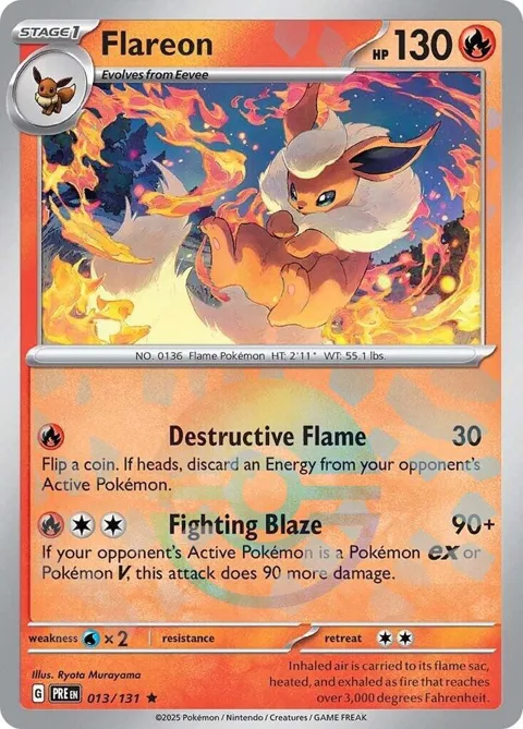 Flareon Poke Ball Pattern #013/131 Holofoil Pokémon card from Prismatic Evolutions