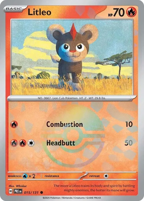 Litleo Poke Ball Pattern #015/131 Holofoil Pokémon card from Prismatic Evolutions