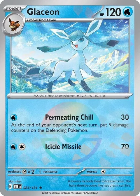 Glaceon Poke Ball Pattern #025/131 Holofoil Pokémon card from Prismatic Evolutions