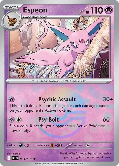 Espeon Poke Ball Pattern #033/131 Holofoil Pokémon card from Prismatic Evolutions